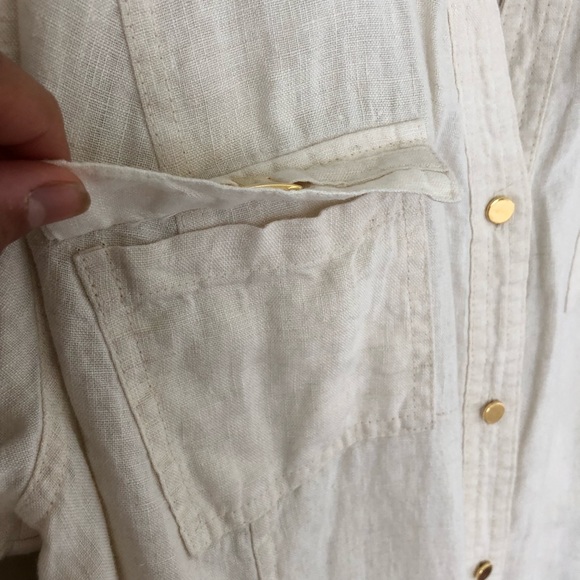 JM Collection Plus Size Button Down Linen Blouse - Picture 12 of 12